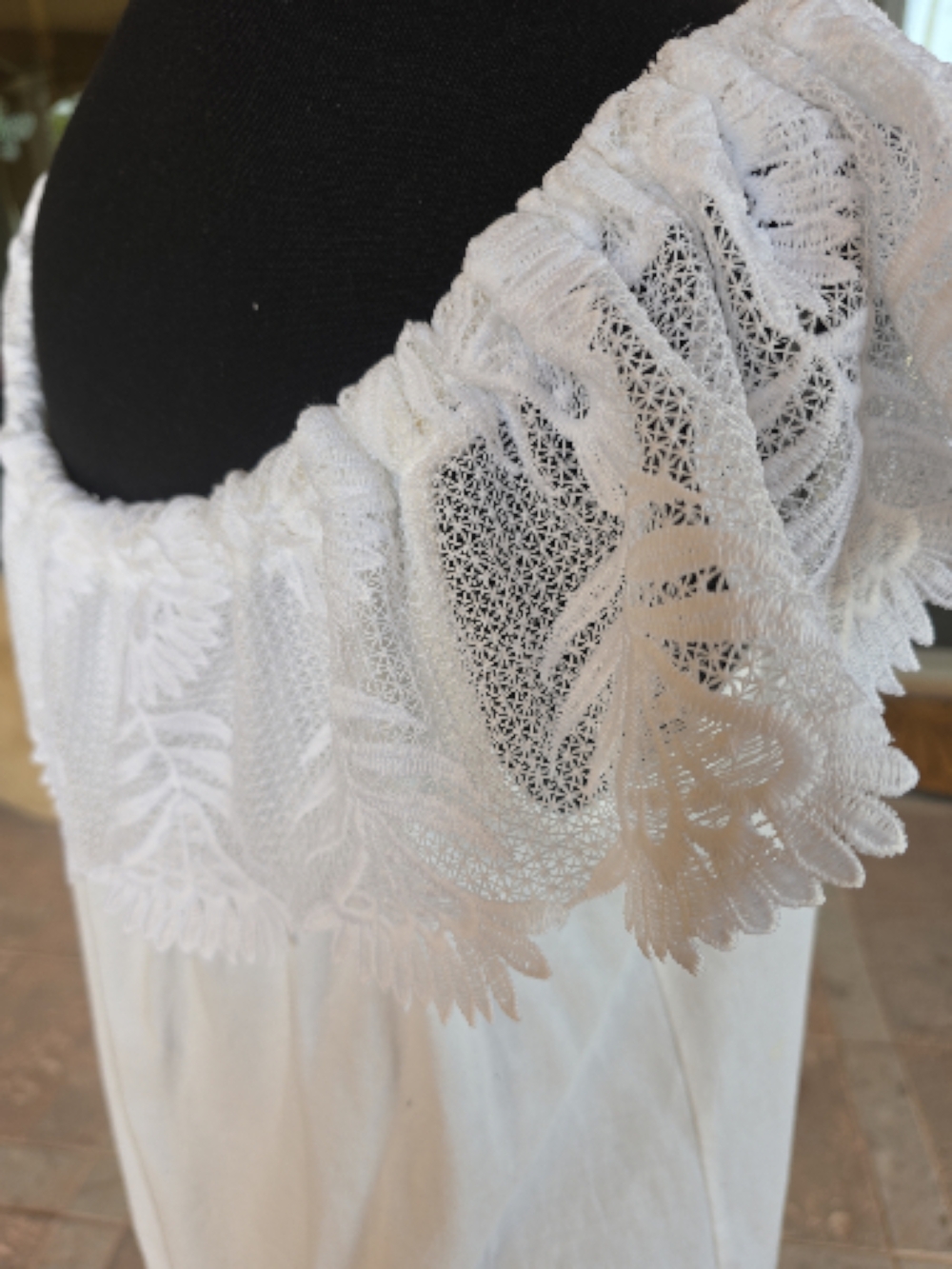 a new day White Lace Trim Women's Peasant Top